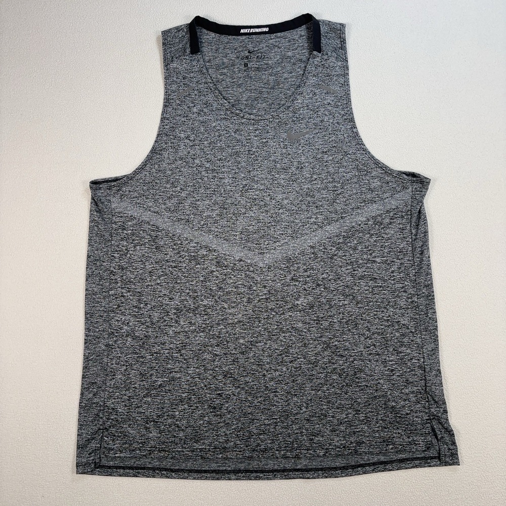 Nike Rise 365 Running Tank Top Men's M Heathered Gray Dri-Fit Stretch CZ9179